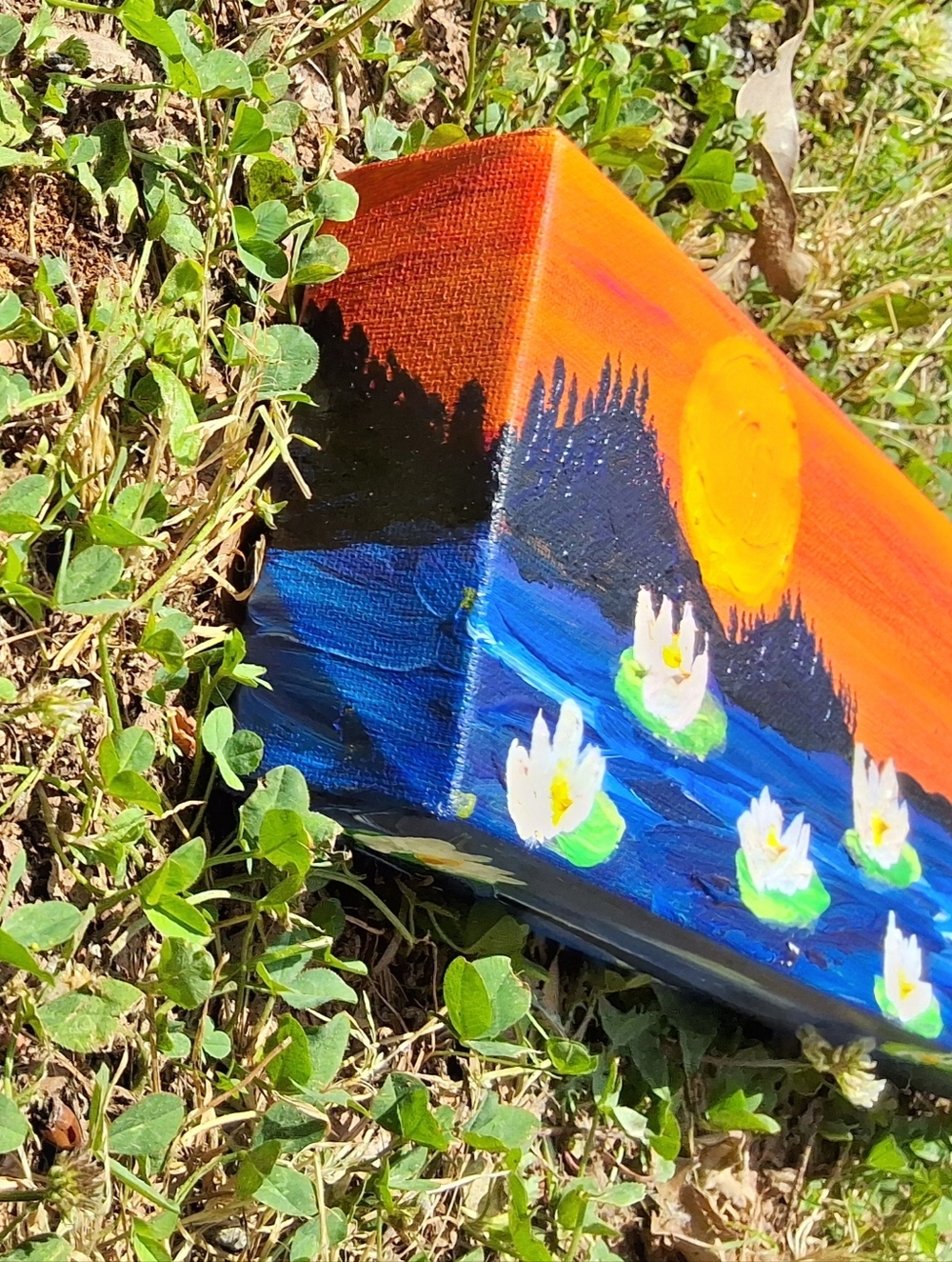 "Sunset Waterlillies" Original Artwork Created By Brea Marie 4in X 12in - Picture 3 of 8